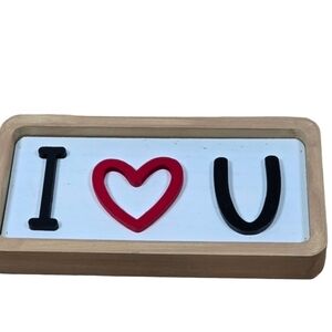 I Love You Wooden Sign Distressed 4x8 Nwt